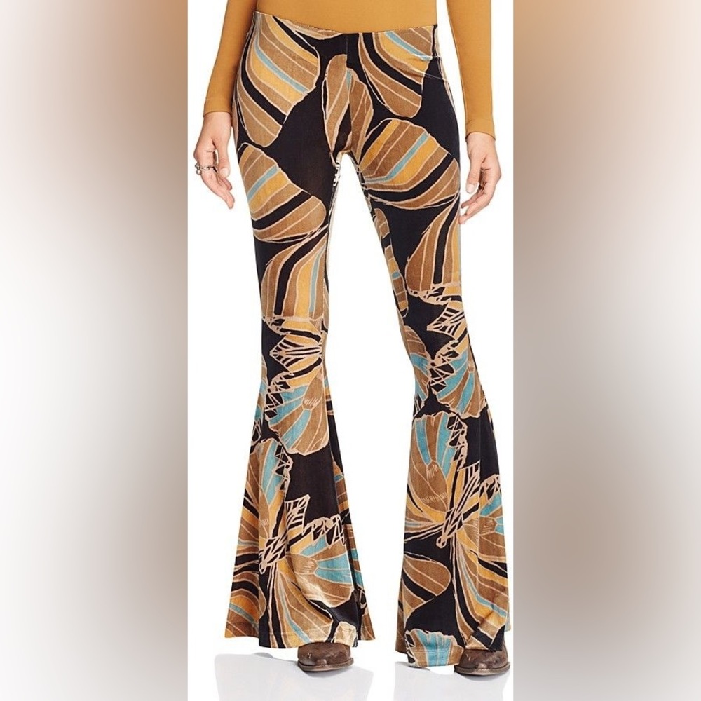 Free People velvet flare pants Sz L